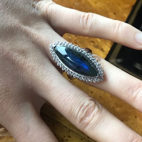 Natural Labradorite Sterling Silver Ring Size 7 - Picture 3 of 8